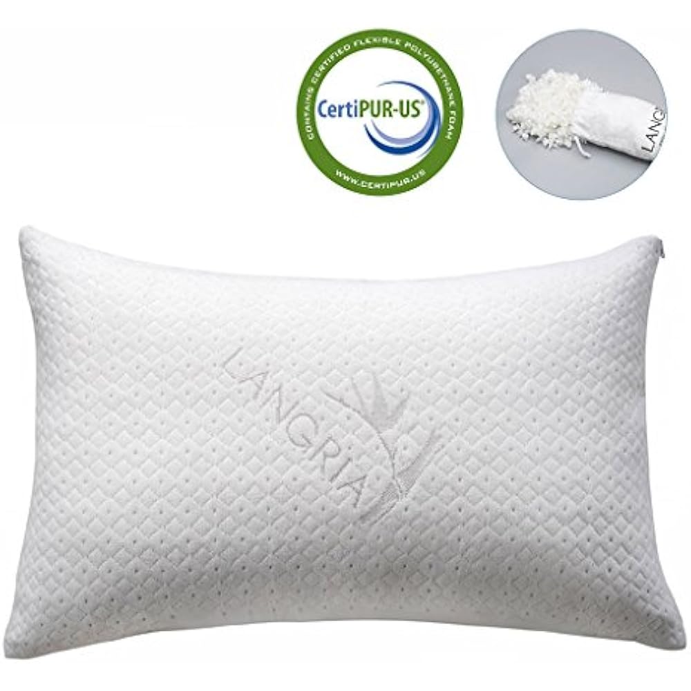 Luxury Bamboo Shredded Memory Foam Pillow Zip Cover Adjustable