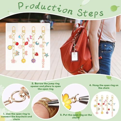 159Pcs Keychain Making Kit, Charm Jewelry Chain Making Crafts Including 30 Charms 12 Keychain Clips Hooks 15 Extender Chains 100 Jump Ring and Jewelry Plier for Crafts