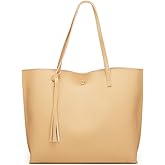 Dreubea Women's Soft Faux Leather Tote Shoulder Bag from, Big Capacity Tassel Handbag