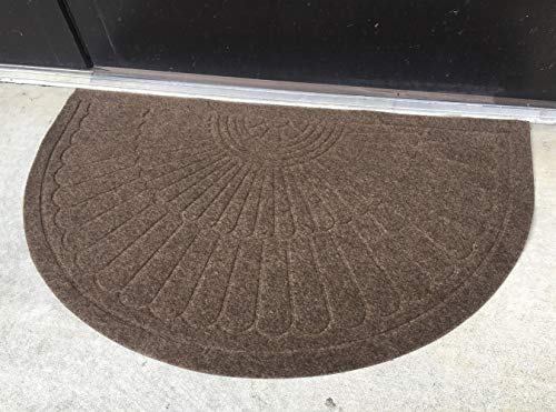 Half Round Door Mat Entrance Rug Floor Mats Set of 2, Waterproof Floor Mat Shoes Scraper Doormat, 18''x30'' Patio Rug Dirt Debris Mud Trapper Out Door Mat Low Profile Washable Carpet (Coffee-2 Pack)