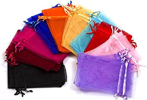 EDENKISS Mixed Color Drawstring Organza Jewelry Pouch Bags 2.8x3.6 4x6 5x7 6x9 (200, 5x7)