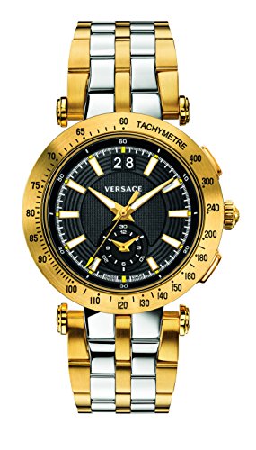 Versace Men's 'V-Race' Swiss Quartz Stainless Steel Casual Watch, Color:Two Tone (Model: VAH020016)
