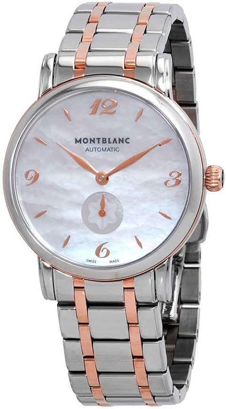 Montblanc Star Klassische Damen Armbanduhr Perlmutt Zifferblatt Stahl Und 18 Karat Rotgold Amazon De Uhren