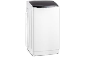 ROVSUN 17.8LBS Portable Washing Machine, Full-Automatic Electric Laundry Machine with Stainless Steel Drum, Compact Washer and Spin Dryer Combo with Drain Pump for Apartment, Dorm, Home, Light Grey