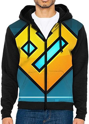 Ryskeco Geometry Dash Lite Mens Hooded Jackets With Pocket Splice Color Hoodies Coats Outwear M