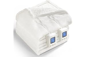 Shodu Heated Blanket,Fast Heating&Over-Heat Protect Electric Blanket,Dual Controller,ETL Certification,9 Heat Settings 1-12 Hours Auto Off (White, King 100''×90'')
