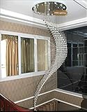 7PM W31.5' X H96' Staircase Moon Shaped Wave and Spiral Clear K9 Crystal Chandelier