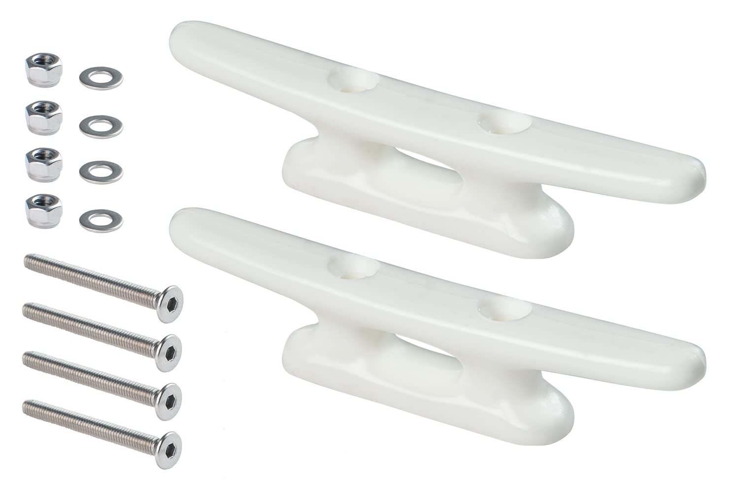 New Marine 2 nylon cleats including V4A screws (white, 125 mm).