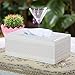 KINGFOM Rectangular PU Leather Facial Tissue Box Napkin Holder for Home Office, Car Automotive Decoration (White Woven Pattern)