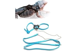 HOKABLE Adjustable 4.72inch Reptile Lizard Harness Leash,Turtle Lizard Pet Traction Belt Bearded Dragon Accessories Soft Small Pet Animal Harness Rope Outdoor Used(Blue)