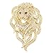 EVER FAITH Austrian Crystal Gorgeous Animal Lion Head Brooch Clear Gold-Tone