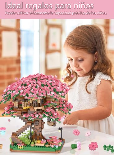 Bloques de Construcción de Flor de Cerezo 2008 Piezas, Juego de Bloques de Bonsái, Mini Bloques de Árbol Artificial Decoración Hogar y Oficina, Idea Regalo para Mujere y Hombre, Juguete para 8+ Años