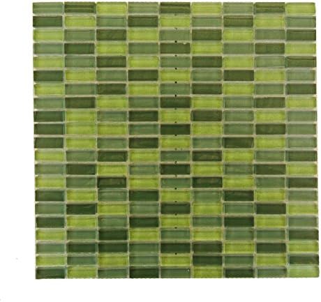 Abolos WHSEPIFGGRB (Eden Mix) Glass Mosaic Tile Kitchen Bathroom Wall Backsplash, 10 Sheets, Dark Green Mix