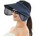 Flyou Sun Hats Unisex Summer Hat Outdoor UV Protection Wide Large Brim Cap Beach Visor Empty Top Caps Foldable (Nave)