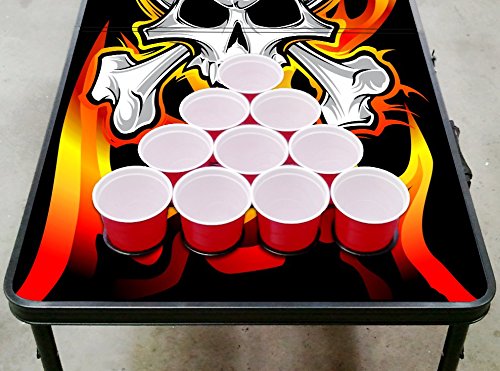 8-Foot Professional Beer Pong Table w/Holes - Flames Graphic - Thumbnail 4