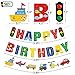 Faisichocalato Transportation Happy Birthday Banner Car Bus Train Plane Ship Helicopter Traffic Light Photo Props Garland for Kids Transportation Theme Birthday Party Decorations Baby Shower Supplies