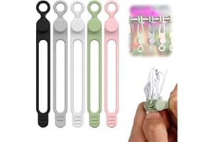 MUCPAD Silicone Cable Organizer Management,Cable Ties Reusable,Cord Holder Charger Wire Organizer for Bundling and Fastening Cable Cords Wires,Home Office Travel Gadgets (Colorful-5PC)