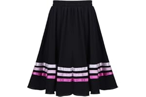 Freebily School Girls Uniform Ballet Character Dance Skirt Elastic Waist Full Circle Ribbons Decorated Ballerina RAD Skirt