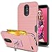 LG Stylo 3 /Stylus 3/Stylo 3 Plus Case with Phone Stand,Ymhxcy [Credit Card Slots Holder][Metal Brushed Texture] Hybrid Dual Layer Full-Body Shockproof Protective Cover Shell LG LS777-LCK Rose Gold