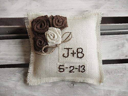 Amazon Com Off White Burlap Ring Bearer Pillow With Jute Twine