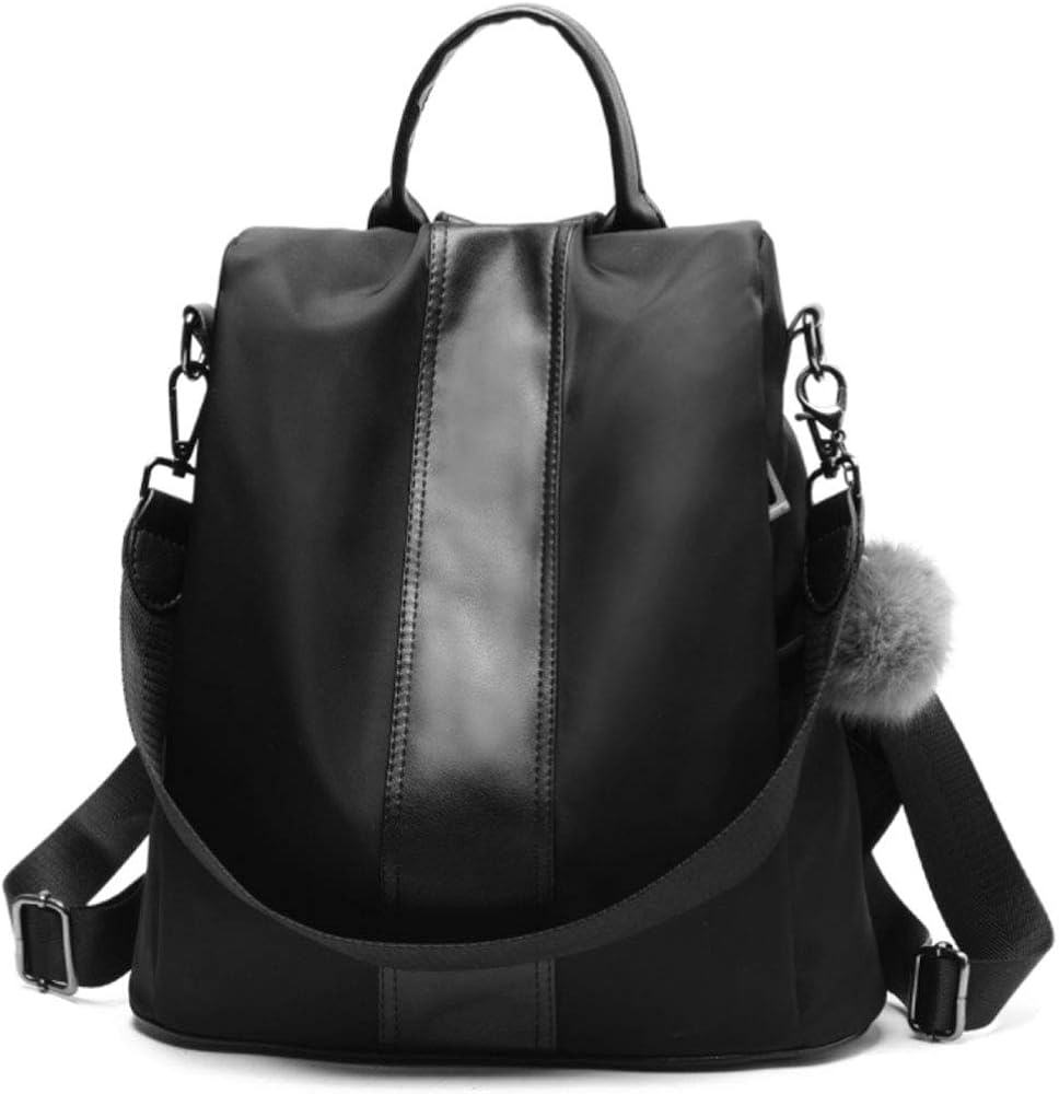 Rullar Women Ladies Girls Fashion Backpack Nylon Lightweight Student Travel Hiking School Shoulder Bag Daypack Purse Anti-theft Rucksack Black