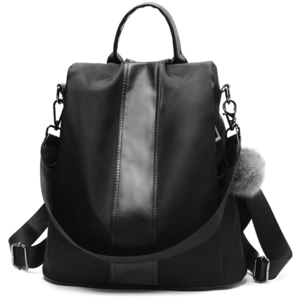 Rullar Women Ladies Girls Fashion Backpack Nylon Lightweight Student Travel Hiking School Shoulder Bag Daypack Purse Anti-theft Rucksack Black