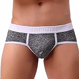 Goddessvan Men's Sexy Triangle Briefs Middle Waist Contour Bulge Pouch Underwear (XL, Gray)