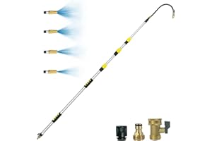 Buyplus 12FT Telescopic Gutter Cleaning Tools from The Ground, Long Reach Gutter Cleaner Wand with Hose Attachment, Rain Gutters Cleaner Tool with Extension Pole for 2nd Story House