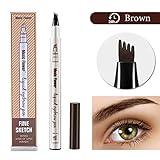 Tattoo Eyebrow Pen Waterproof Ink Gel Tint with Four Tips, Long Lasting Smudge-Proof Natural Hair-Like Defined Browns All Day (Brown)