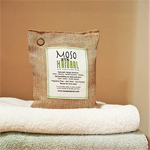 MOSO NATURAL Air Purifying Bag 600g. Odor Eliminator, Odor Absorber for Home and Basement. Natural Color