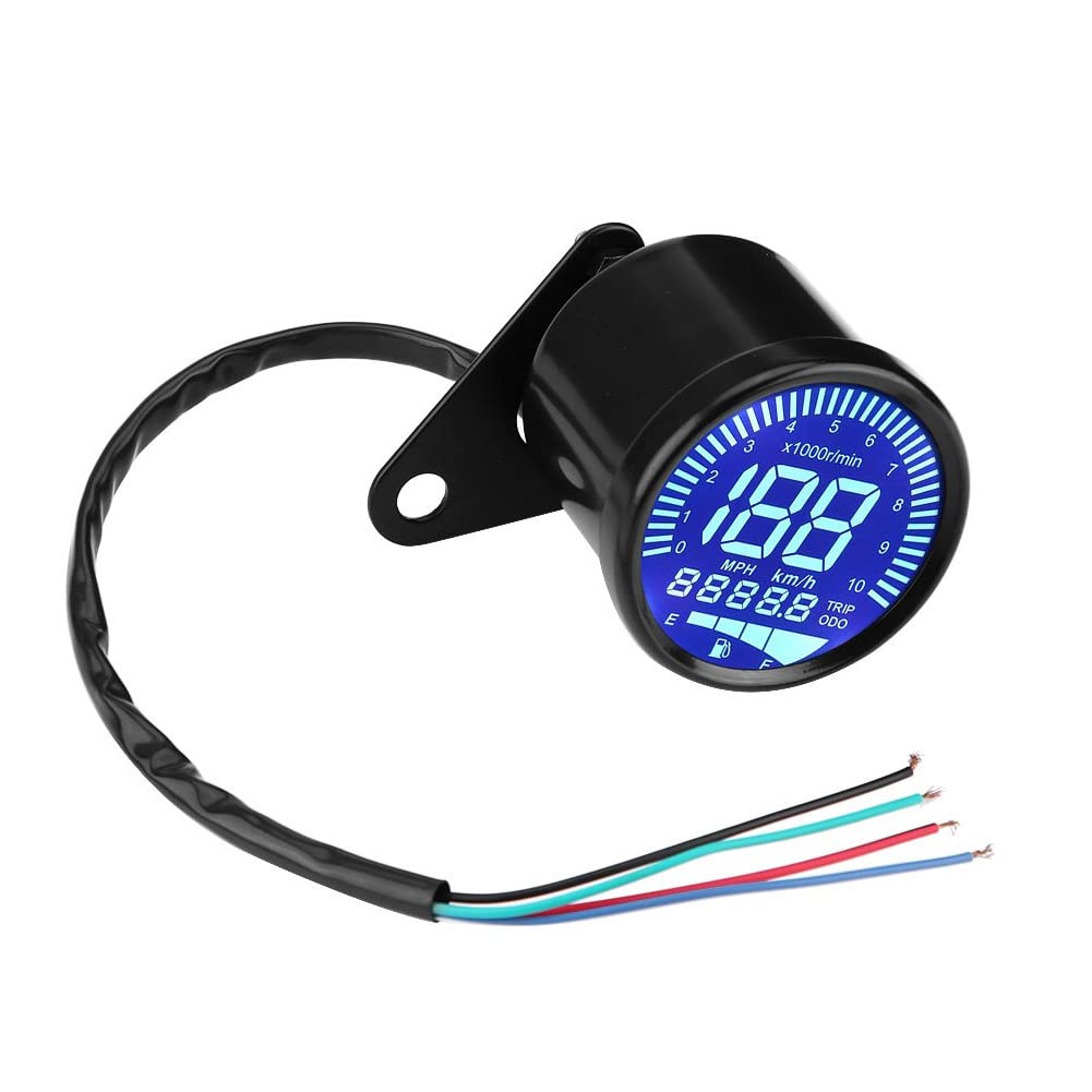 66mm Universal Digital LED Tachometer Speedometer Fuel Gauge Oil Level Meter Black
