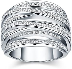 Platinum/Yellow Gold-Plated Spiral Ring with Zirconia Crystal Pave (platinum-plated, 8)