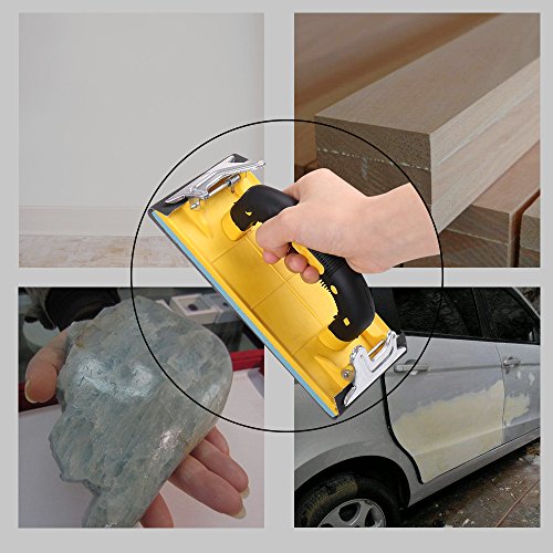Hand Sander Holder Sandpaper Tool With Soft Sponge Pad Rubber Handle for Grind (7.3x3.6 inches) Free Nitrile Gloves