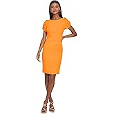 KARL LAGERFELD Paris Women's Puff-Sleeve Sheath Dress (Tangerine, 10)