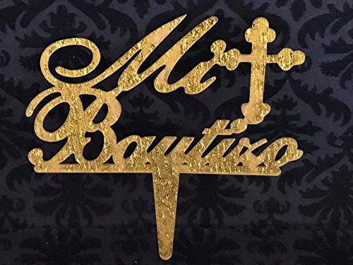 Mi Bautizo Gold Cake Topper Gift Keepsake
