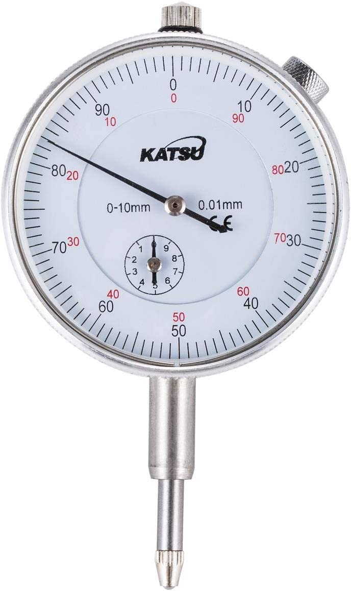 KATSU Dial Test Indicator Gauge 0-10mm, 0.01mm Accuracy Metric Travel Machinist's Dial Indicator Measuring Meter High Precision Instrument Tool 401120