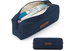 ANGOOBABY Small Pencil Case Student Pencil Pouch Coin Pouch Cosmetic Bag Office Stationery Organizer For Teen School-Dark Blue