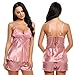 Ekouaer Nightgowns Womens Lace Up Back Satin Lace Pajamas Set (S-XL)