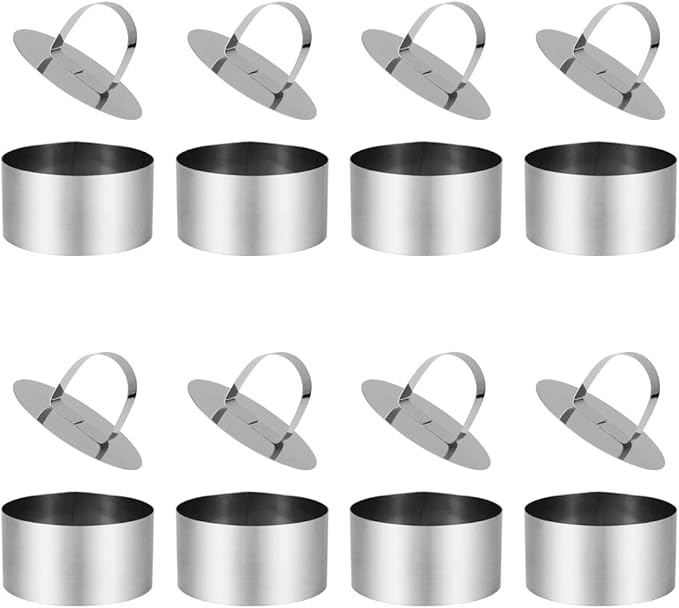 ruggito 8 Pieces Cooking Rings Set with Pusher NonStick Stainless