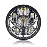 5-3/4 5.75 Inch Projector LED Headlight for Harley Davidson Motorcycles Headlamp 45W Chrome