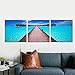Wieco Art Blue Ocean 3 Piece Giclee Canvas Prints Wall Art Paintings for Living Room Bedroom Home Decorations Modern Stretched and Framed Seascape Artwork Grace Sea Beach Pictures Printed on Canvas