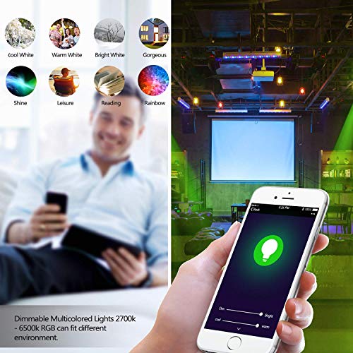 Smart Light Bulb, WiFi Smart Led Bulbs Dimmab Multicolored RGBCW, No Hub Required, Works with Amazon Echo Alexa and Google Home (7W 600LM E26)(1 Pack)
