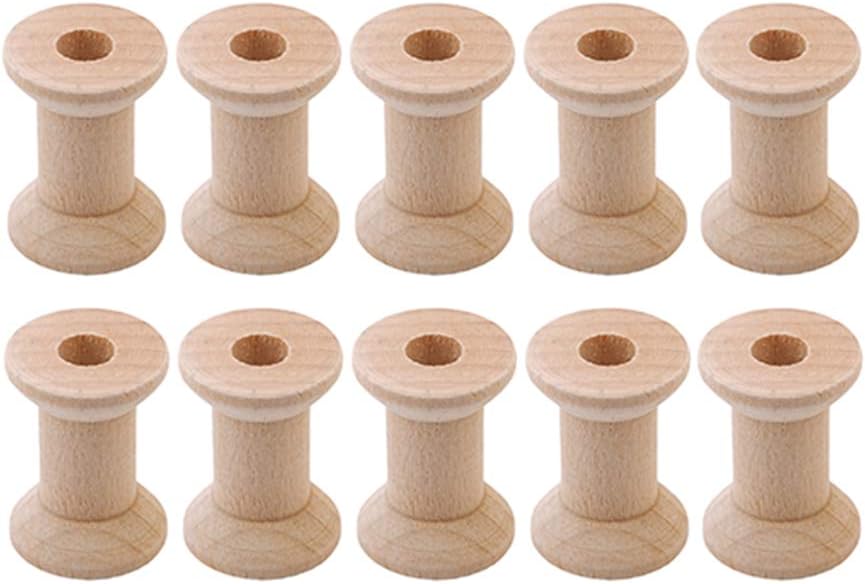 Yinew Wooden Empty Thread Spools Wood Color Sewing Notions Tools Wooden Thread Bobbins Crafts Thread Spools