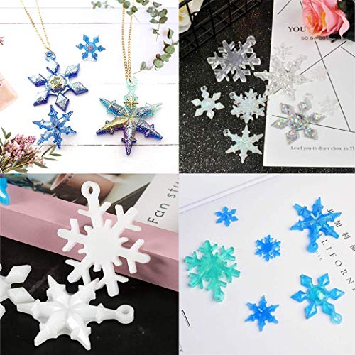 Snowflake Casting Mold, JUSTDOLIFE 4 Pack DIY Pendant Mold Lovely Silicone Snowflake Jewelry Casting Mold Resin Mold Craft for Women Girls Necklace Home Ornament Decor - Thumbnail 3