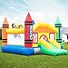 Costzon Inflatable Bounce House, Castle Jumper Slide Mesh Walls, Kids Party Jump Bouncer House w/Repairing Kit, Stakes, Carry Bag Without Blower (Crayon Theme)