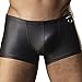 L'ASHER Men's Sexy Faux Leather Low Rise Snug Erotic Underwear Boxer Brief Black