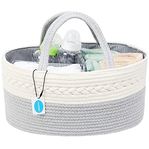 Casaphoria Diaper Caddy Organize,Cotton Rope Diaper Basket Caddy