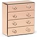 Beautify Mirrored Rose Gold Glass Jewelry Box with 4 Drawers, Glass Cleaning Cloth and Crystal Handles