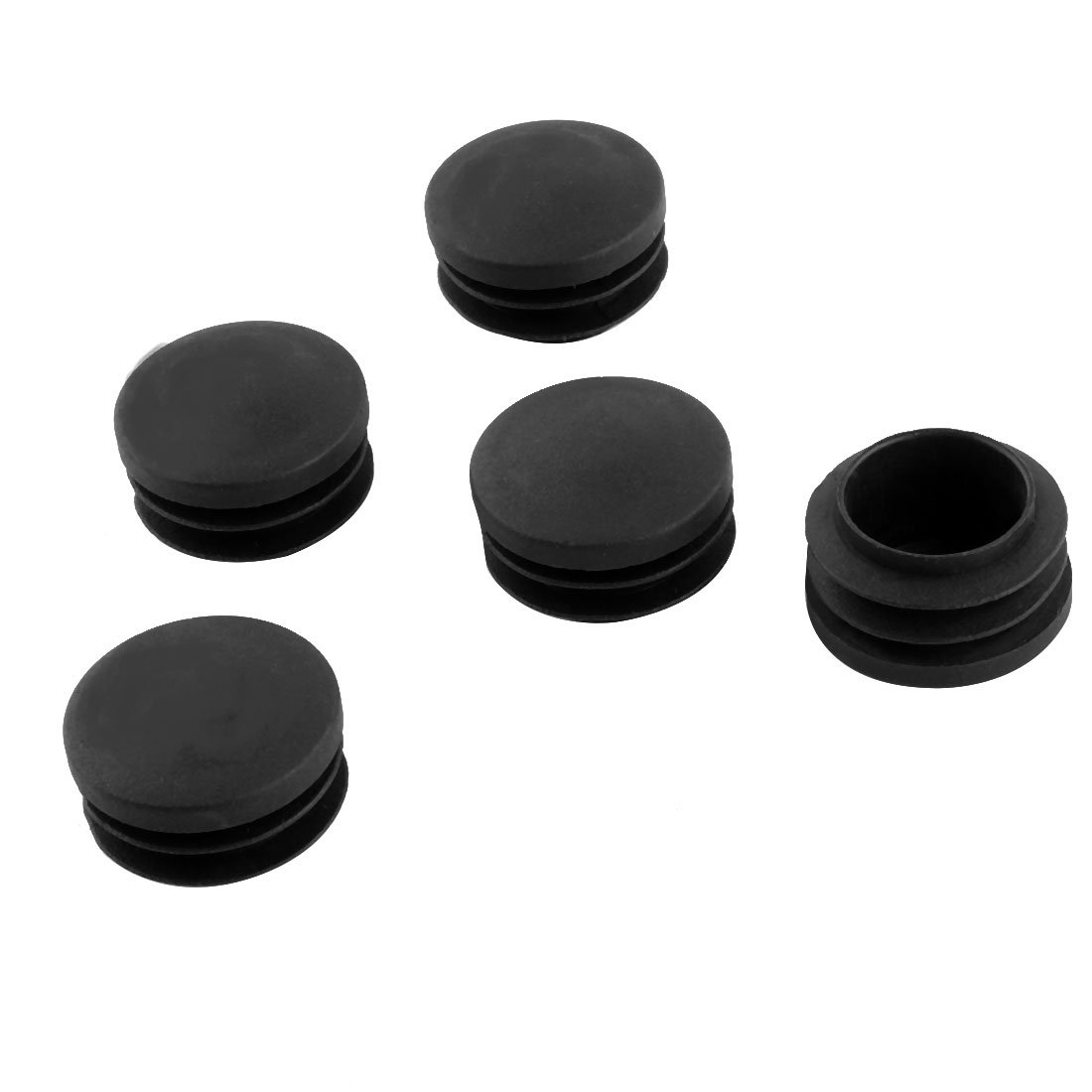 sourcing map Plastic Round Blanking End Caps Tube Inserts 35mm Dia 5 Pcs Black