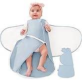 LILBESTIE Baby Swaddle Sleep Sack, 1.0 Tog Cotton Transitional Swaddle for Newborn & infant 0-6 Months Baby Wearable Blanket Reduce Startle Reflex, Newborn Boys Girls Registry Essentials